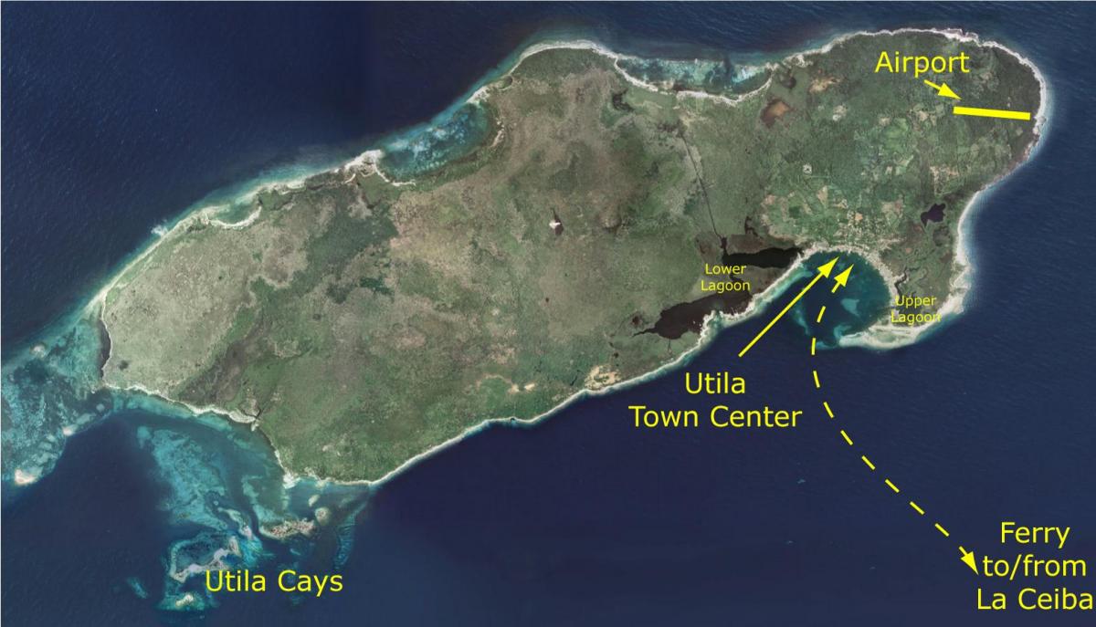地图上的乌蒂拉洪都拉斯