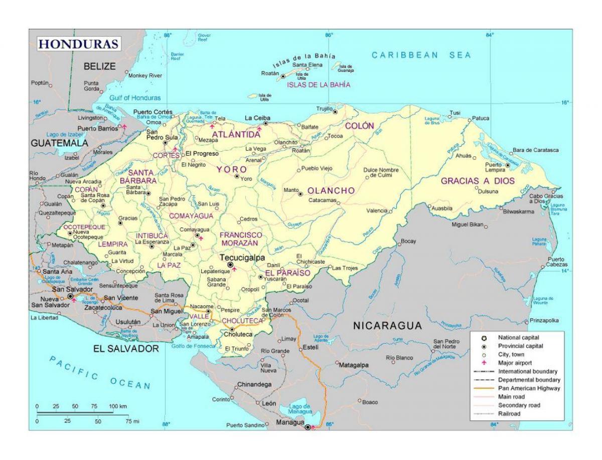详细的地图洪都拉斯