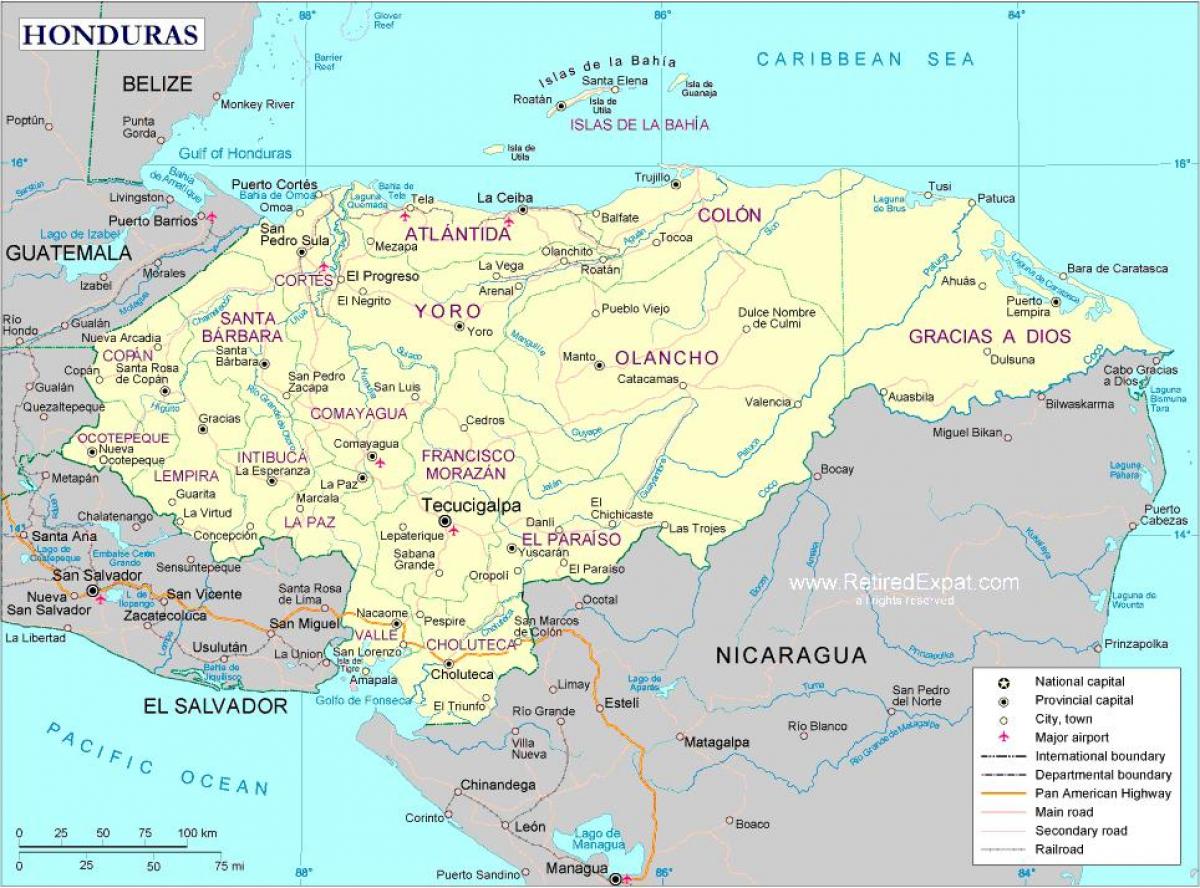 地图的政治地图洪都拉斯