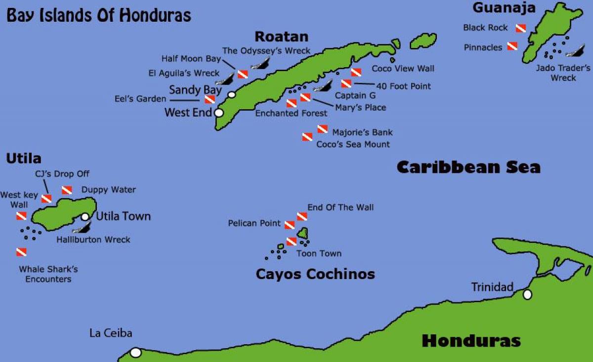 群岛的洪都拉斯的地图