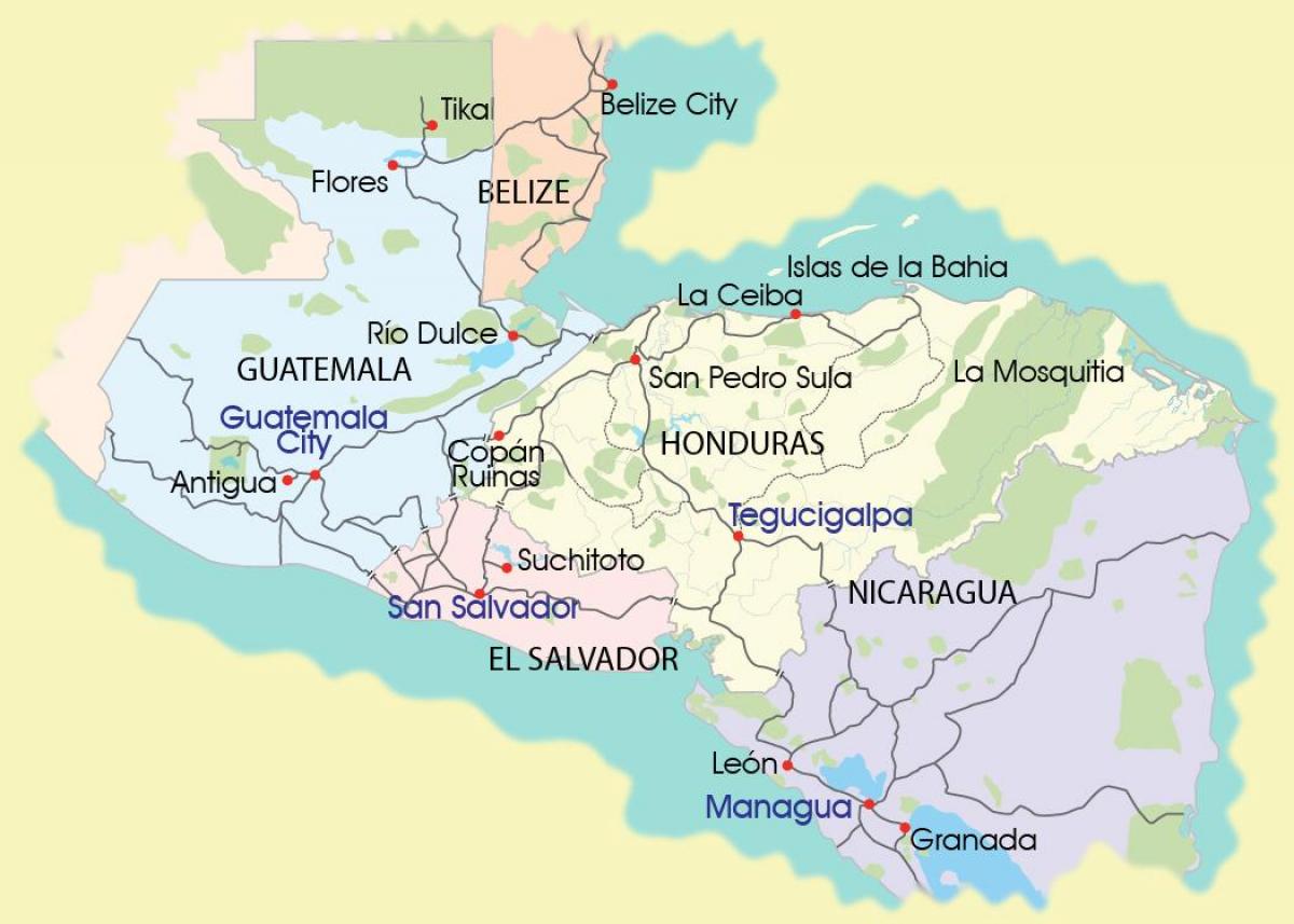 地图洪都拉斯，莫斯基蒂亚省