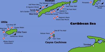 群岛的洪都拉斯的地图